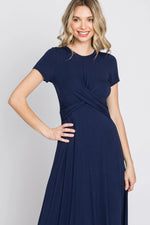 PinkBlush Navy Twist Front Maxi Dress - 