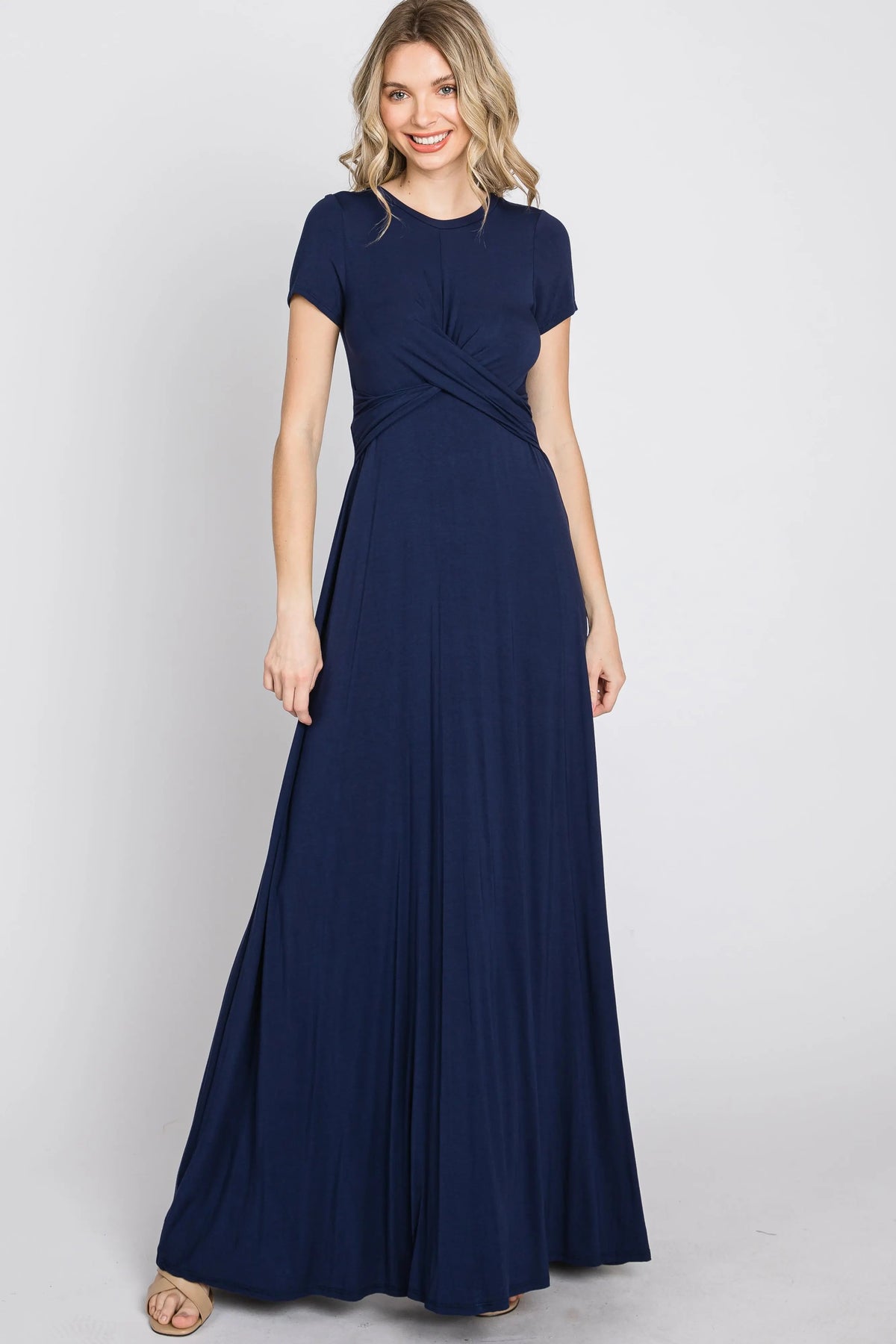 PinkBlush Navy Twist Front Maxi Dress - 