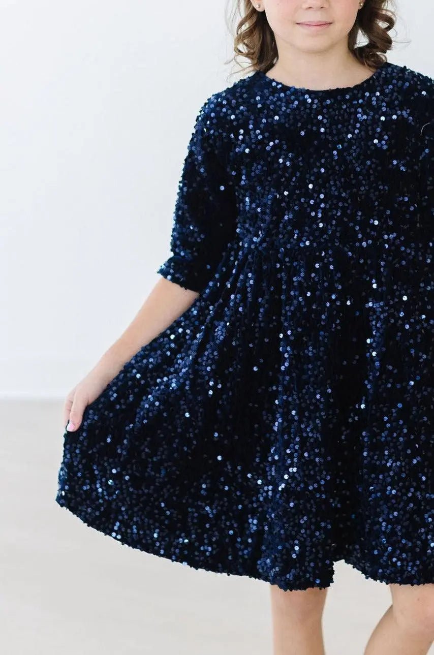 Mila & Rose ® Navy Velvet Sequin Dress - 
