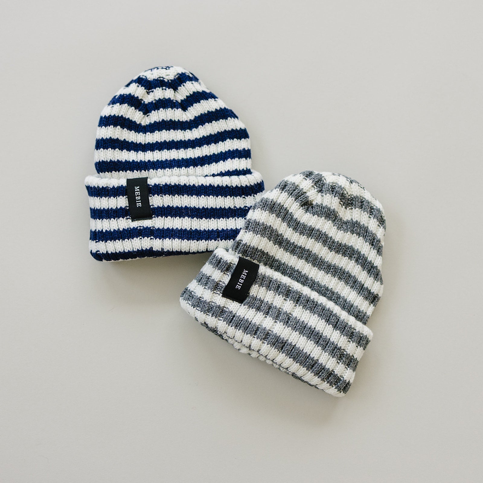 Mebie Baby Navy & White Stripe Chunky Knit Beanie - 