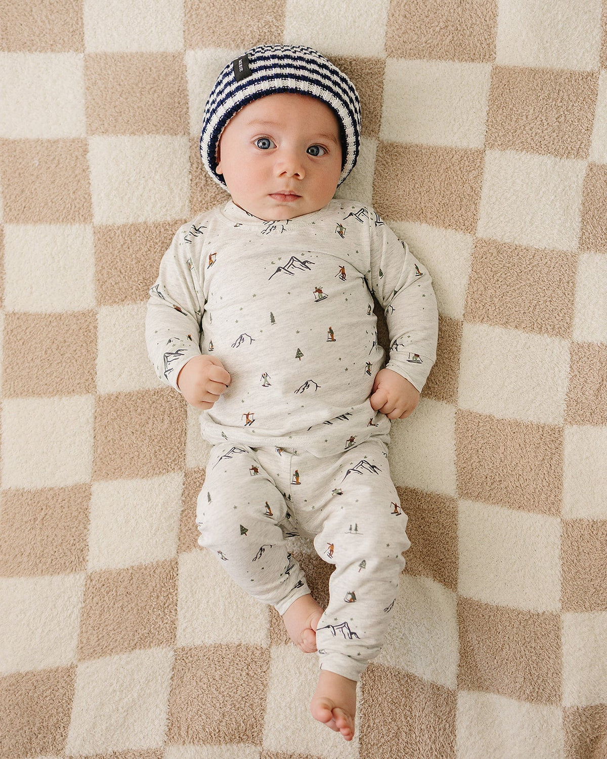Mebie Baby Navy & White Stripe Chunky Knit Beanie - 