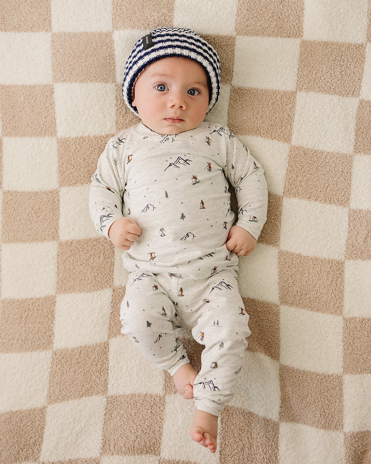 Mebie Baby Navy & White Stripe Chunky Knit Beanie - 