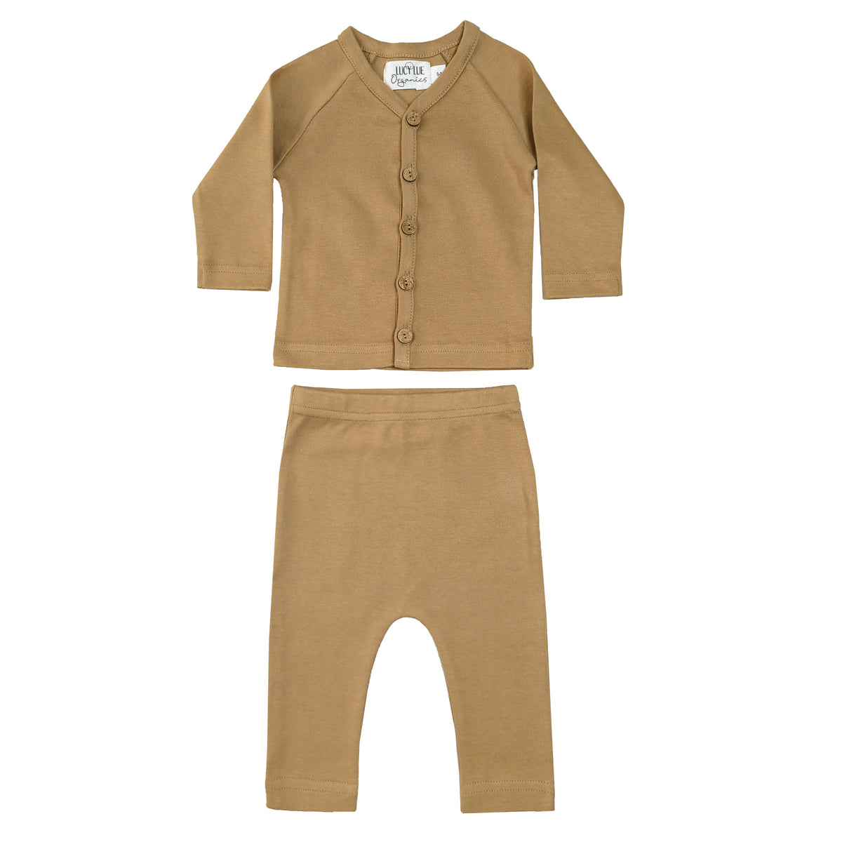 Lucy Lue Organics organic newborn outfit set featuring a long-sleeve top and matching pants