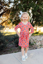 Mila & Rose ® Nebraska Plaid Herbie Husker 3/4 Sleeve Pocket Twirl Dress - 