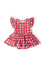 Mila & Rose ® Nebraska Plaid Herbie Husker Flutter Twirl Bodysuit - 