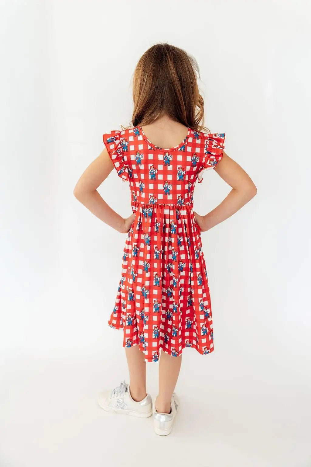 Mila & Rose ® Nebraska Plaid Herbie Husker Flutter Twirl Dress - 