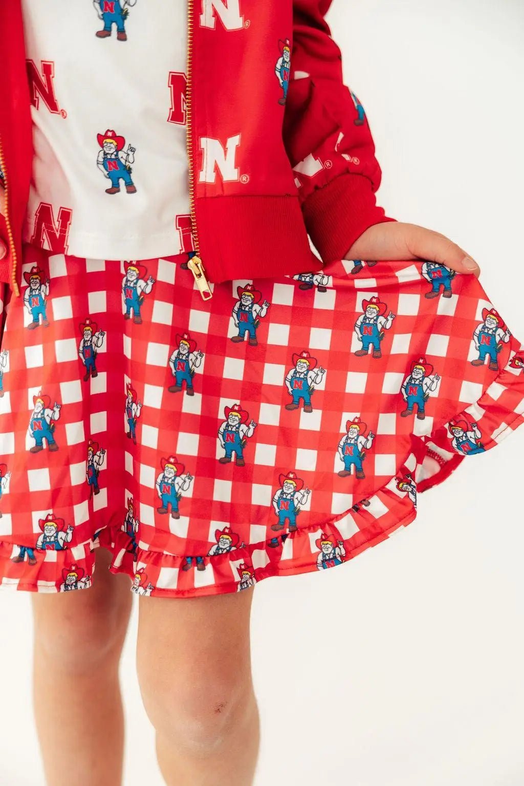 Mila & Rose ® Nebraska Plaid Herbie Husker Twirl Skort - 