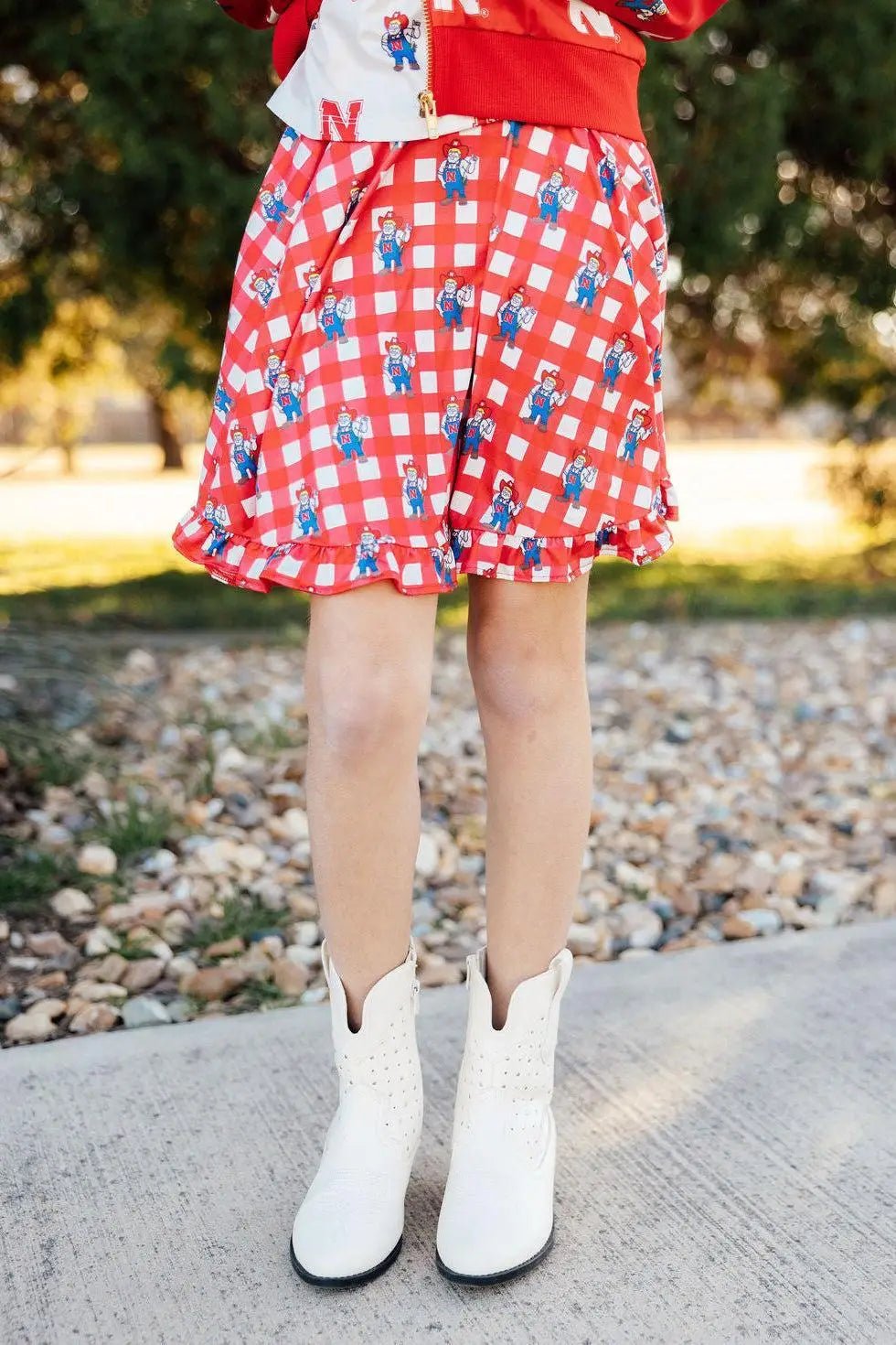 Mila & Rose ® Nebraska Plaid Herbie Husker Twirl Skort - 