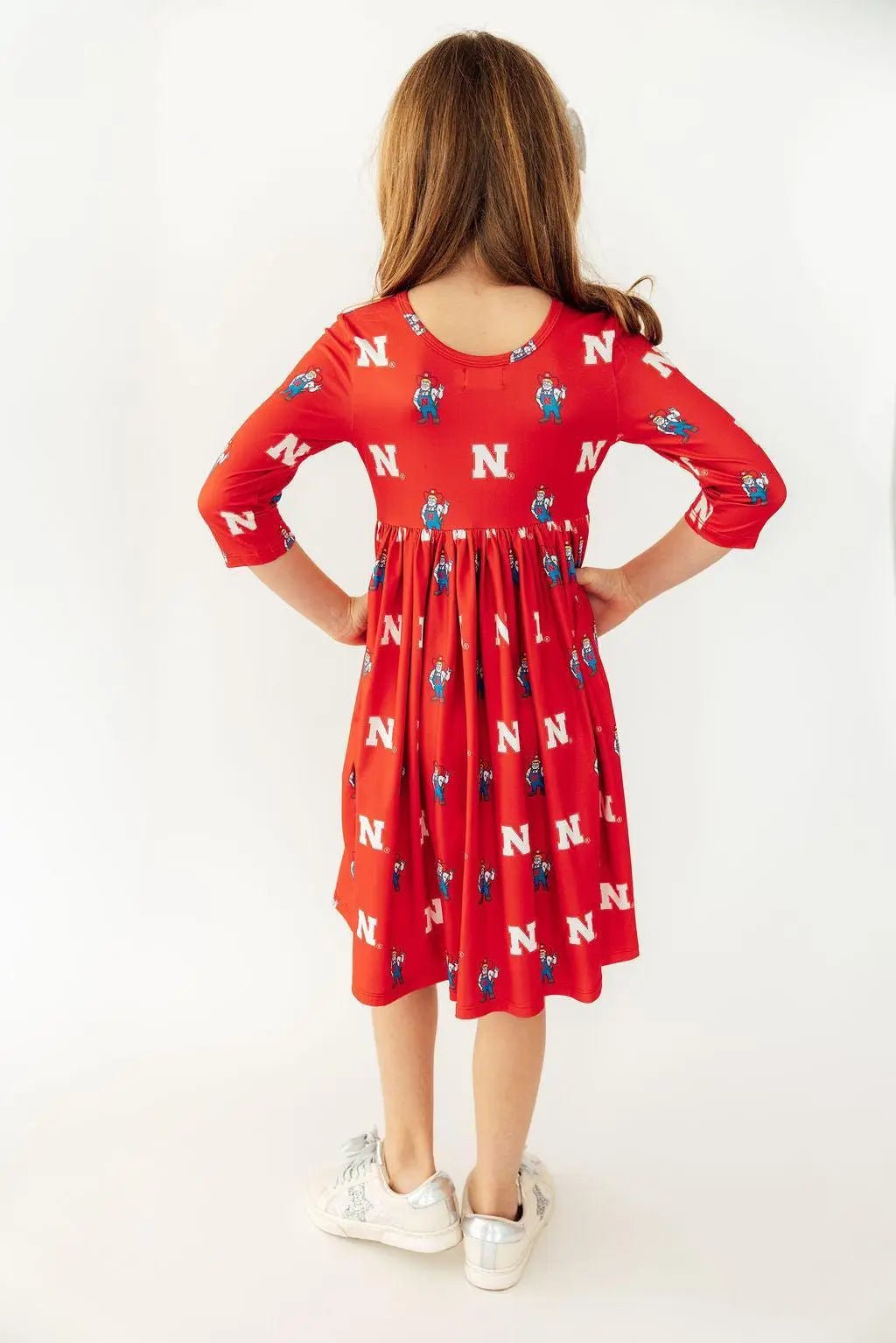 Mila & Rose ® Nebraska Red Herbie Husker 3/4 Sleeve Pocket Twirl Dress - 
