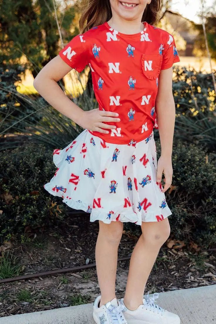Mila & Rose ® Nebraska Red Herbie Husker Ruffle Pocket Tee - 