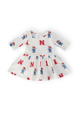 Mila & Rose ® Nebraska White Herbie Husker 3/4 Sleeve Twirl Bodysuit - 