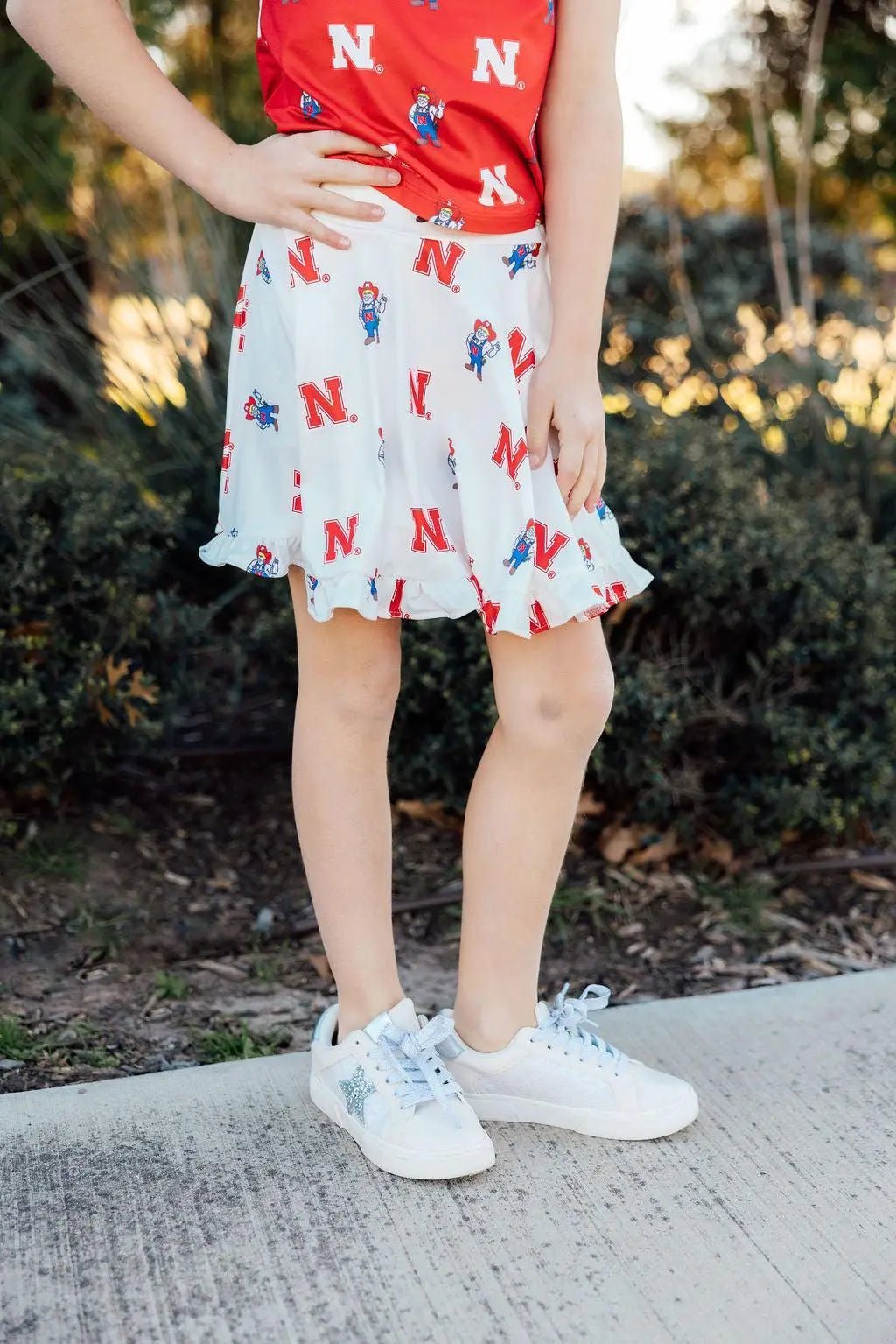 Mila & Rose ® Nebraska White Herbie Husker Twirl Skort - 