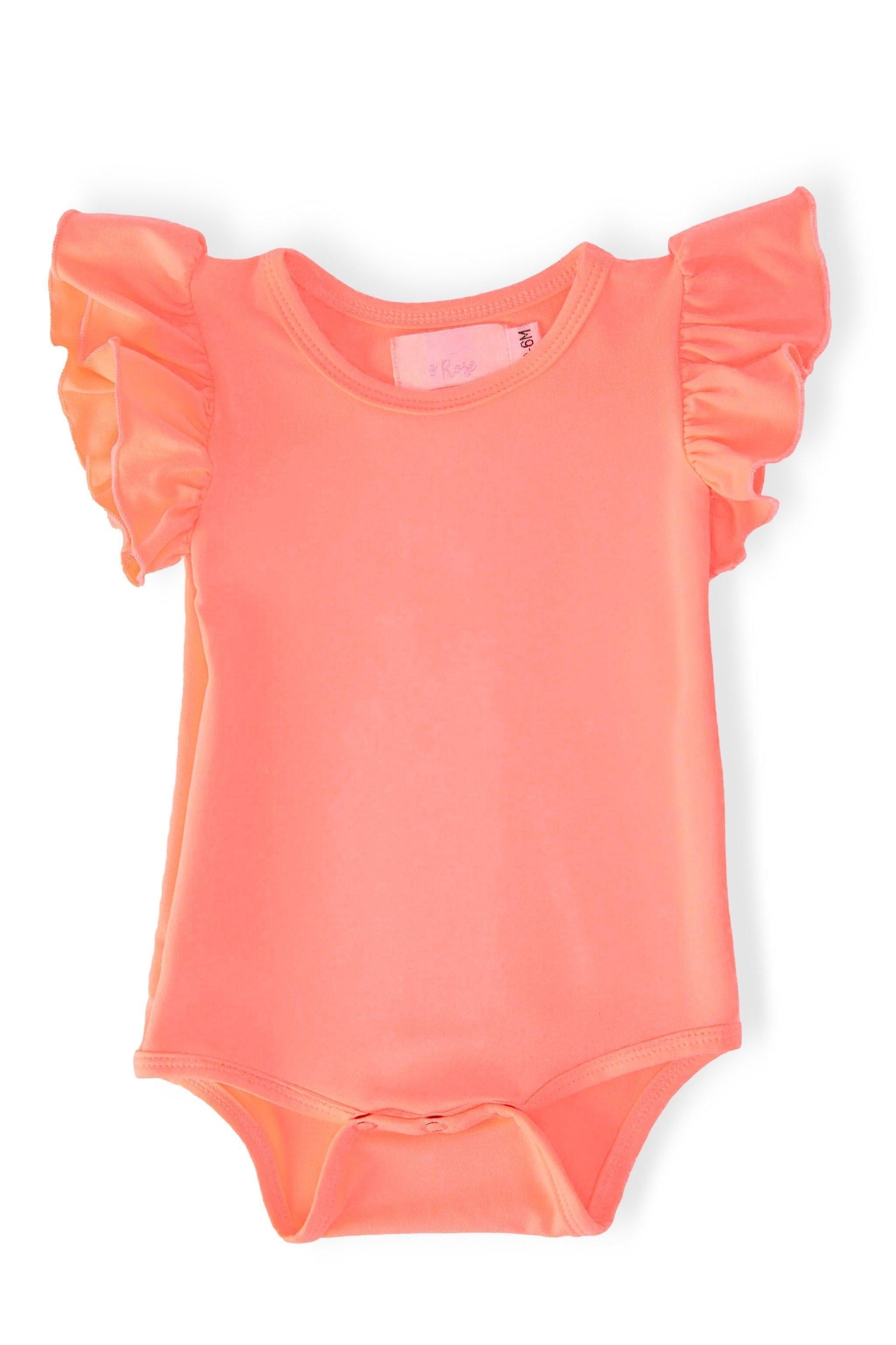 Mila & Rose ® Neon Coral S/S Flutter BodysuitEveretts Place