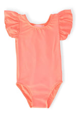 Mila & Rose ® Neon Coral S/S Flutter Sleeve LeotardEveretts Place