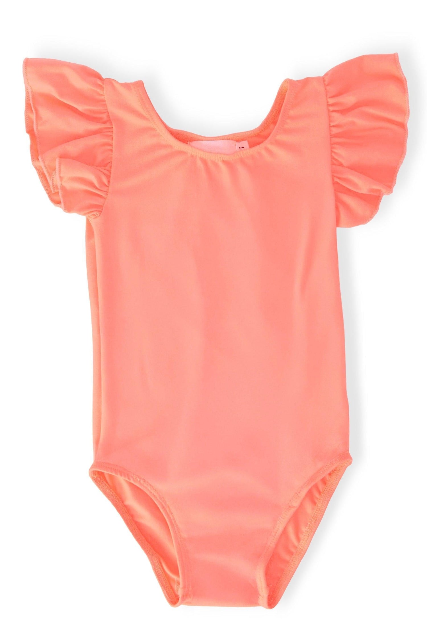 Mila & Rose ® Neon Coral S/S Flutter Sleeve LeotardEveretts Place