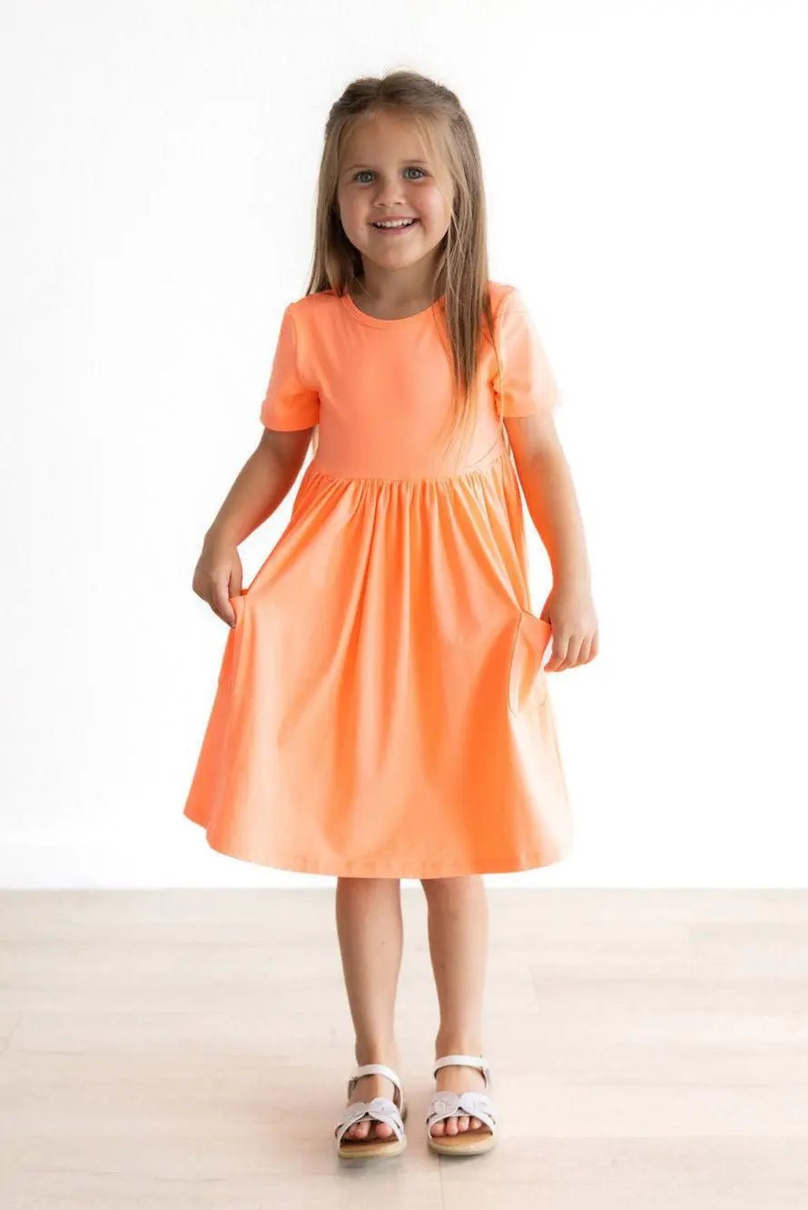 Mila & Rose ® Neon Coral S/S Pocket Twirl Dress - 