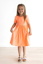 Mila & Rose ® Neon Coral S/S Pocket Twirl Dress - 