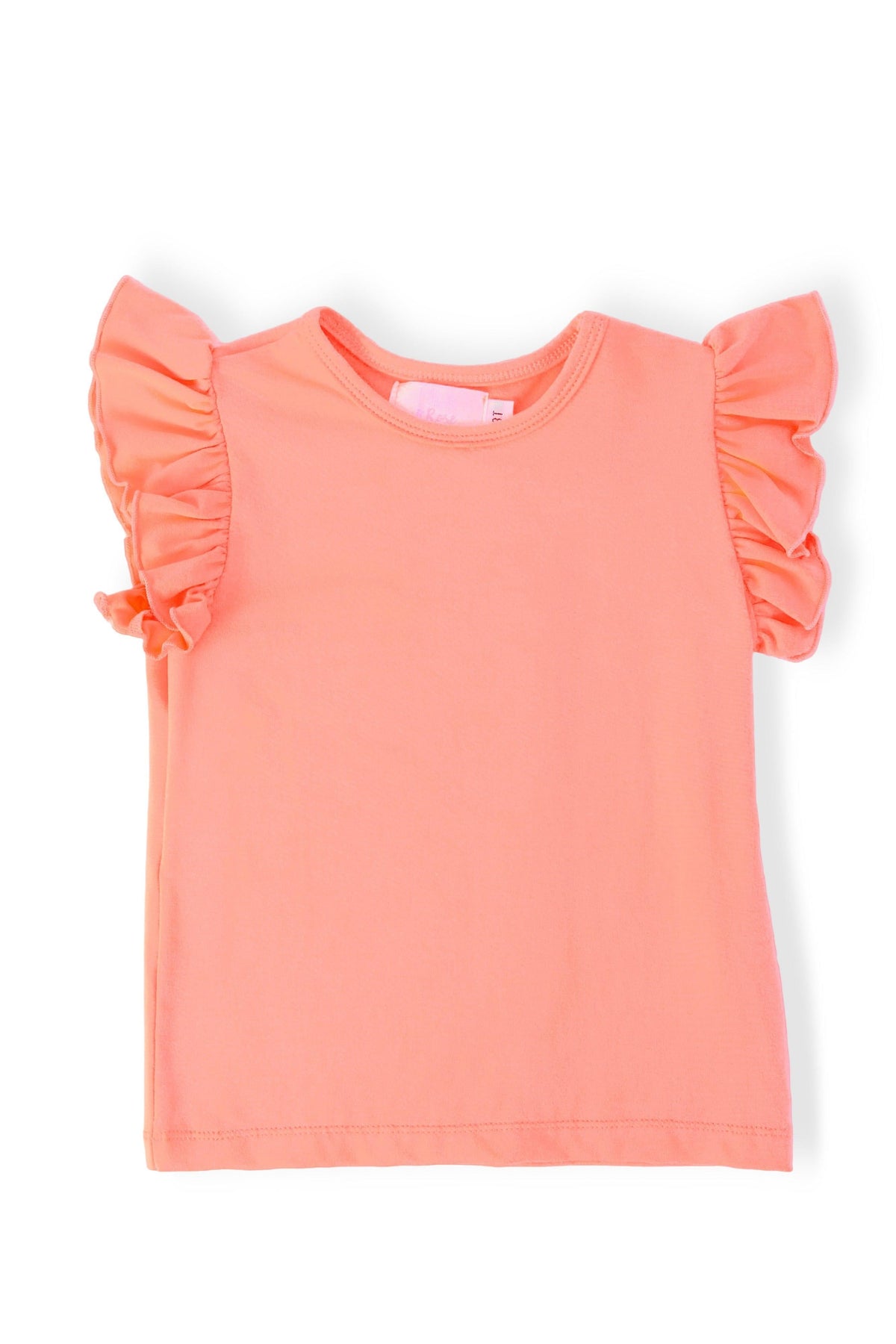 Neon Coral S/S Ruffle Tee - Baby & Toddler Clothing, Orange, Pink, Ruffle, Child | Everetts Place