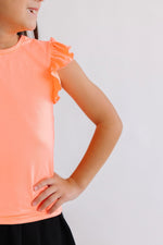 Mila & Rose ® Neon Coral S/S Ruffle Tee - 