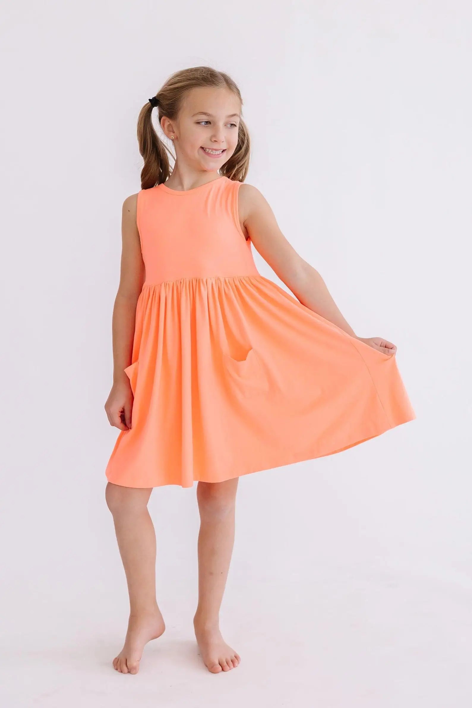 Mila & Rose ® Neon Coral Tank Pocket Twirl Dress - 