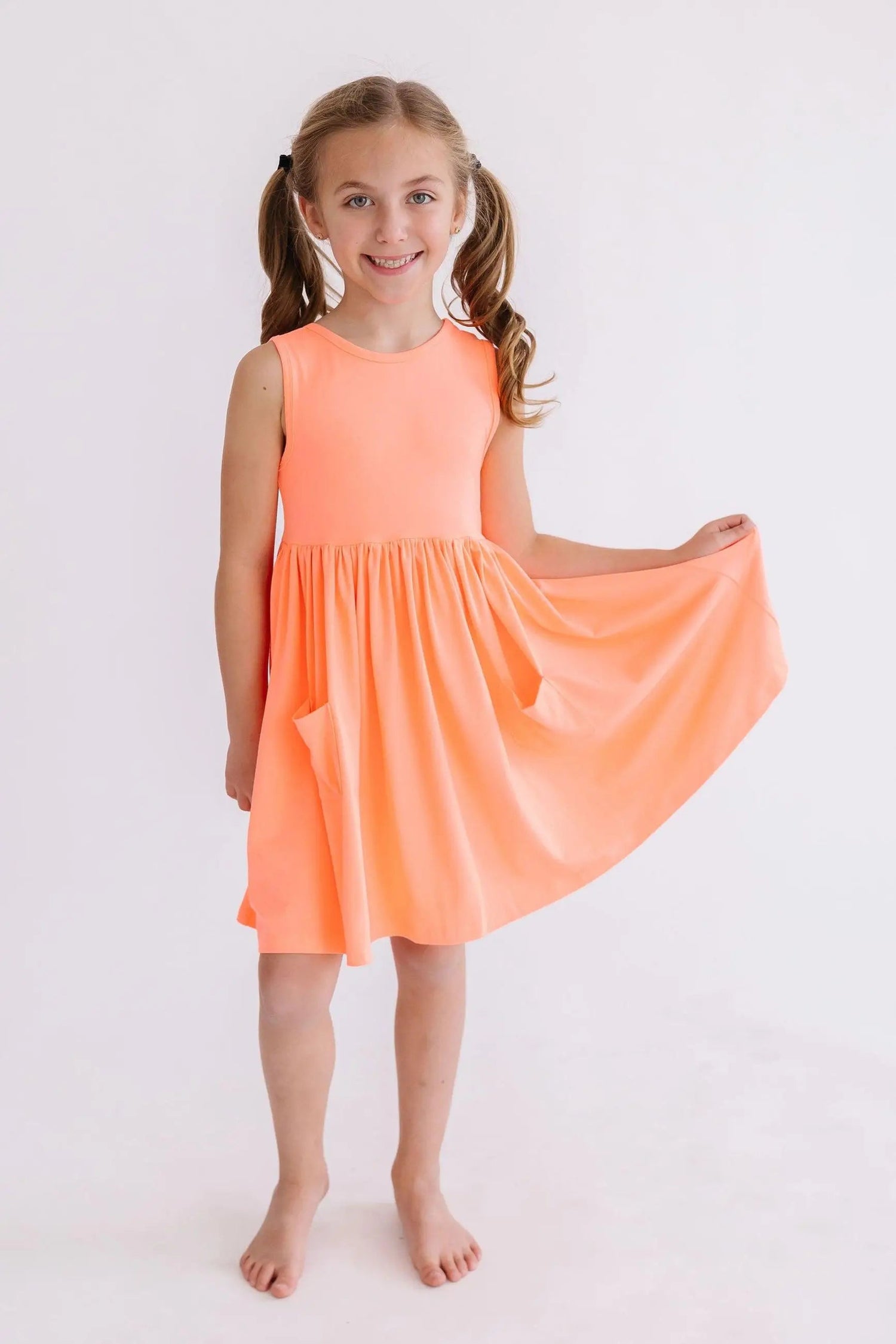 Mila & Rose ® Neon Coral Tank Pocket Twirl Dress - 