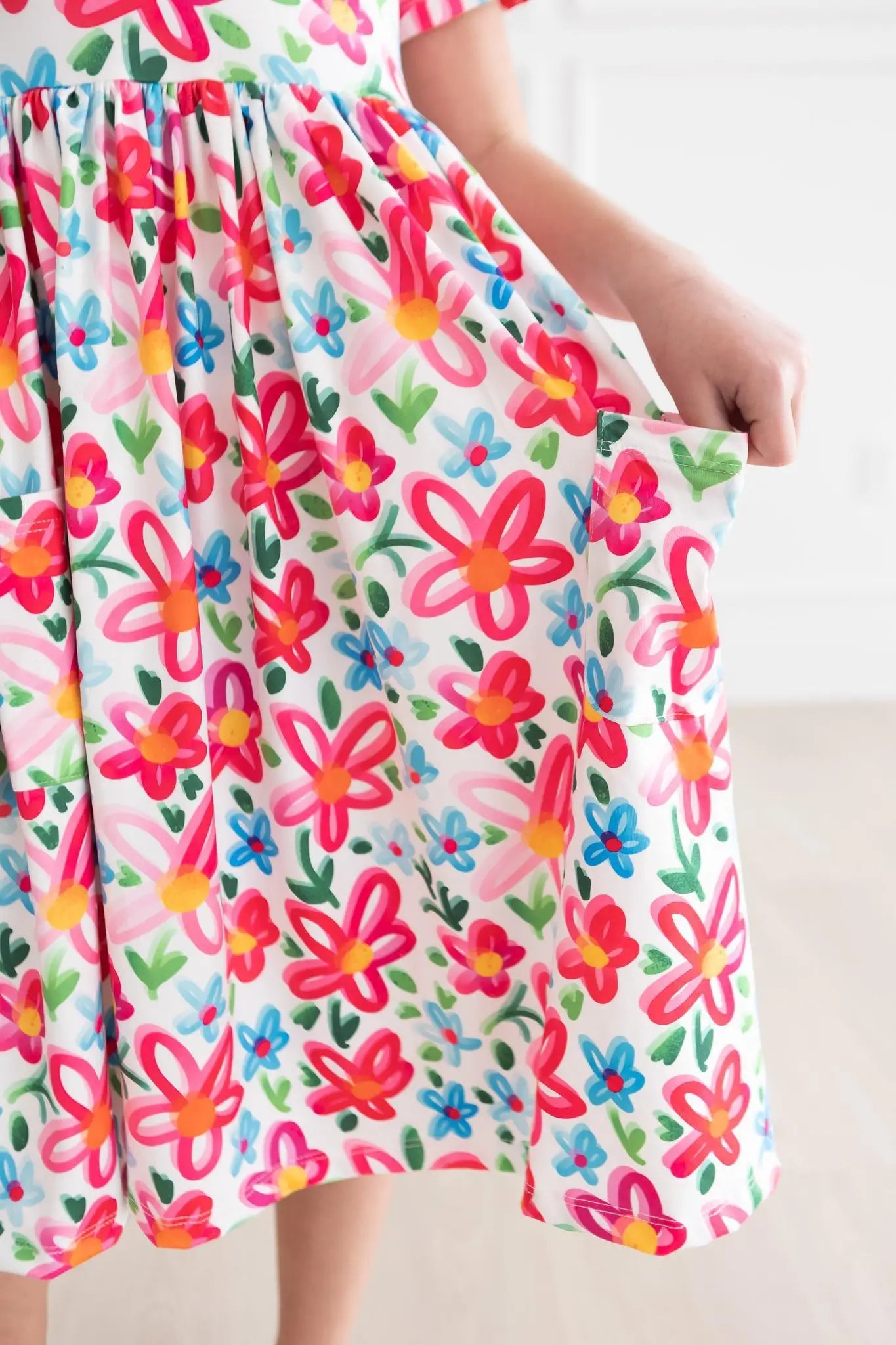 Mila & Rose ® Neon Floral S/S Pocket Twirl Dress - 