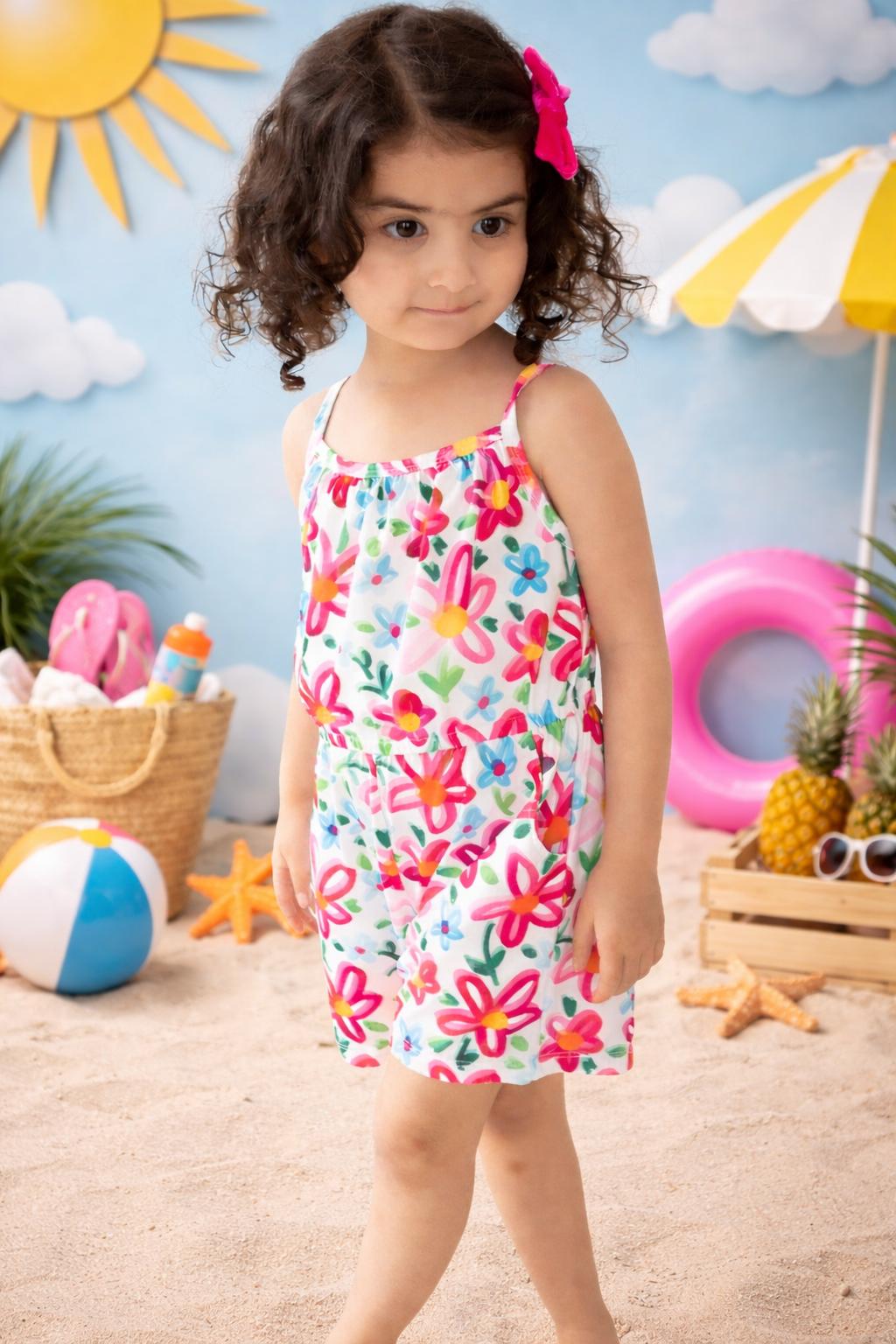 Mila & Rose ® Neon Floral Strappy Play RomperEveretts Place