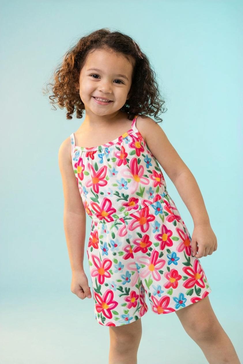 Mila & Rose ® Neon Floral Strappy Play RomperEveretts Place