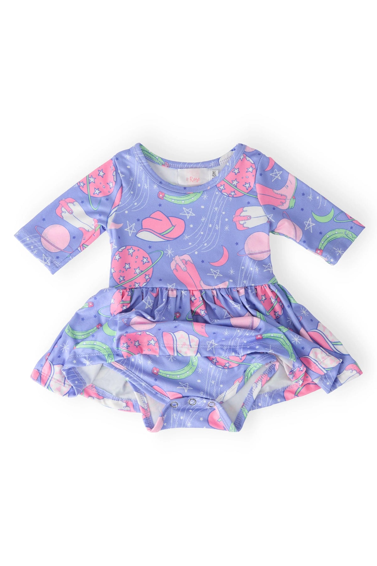 Mila & Rose ® Neon Moon 3/4 Sleeve Twirl Bodysuit - 