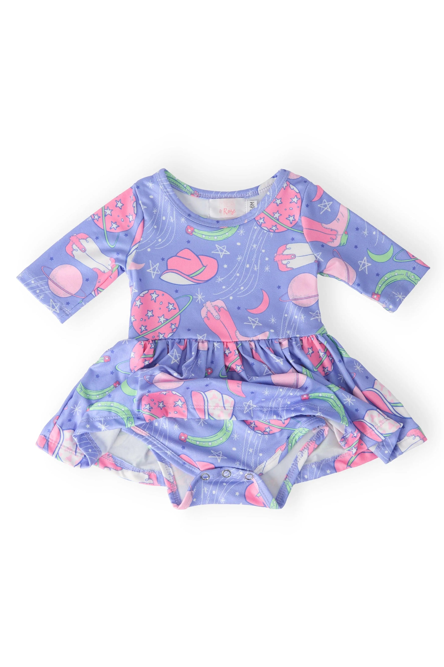 Mila & Rose ® Neon Moon 3/4 Sleeve Twirl Bodysuit - 