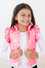 Mila & Rose ® Neon Pink Checker Puffer Vest - 
