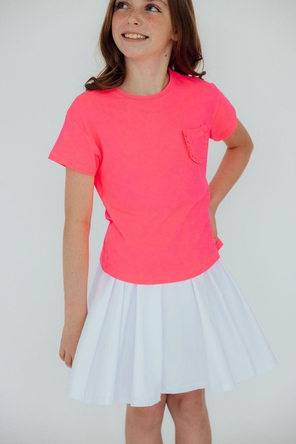 Mila & Rose ® Neon Pink Ruffle Pocket Tee - 