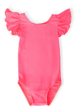 Mila & Rose ® Neon Pink S/S Flutter Sleeve Leotard - 