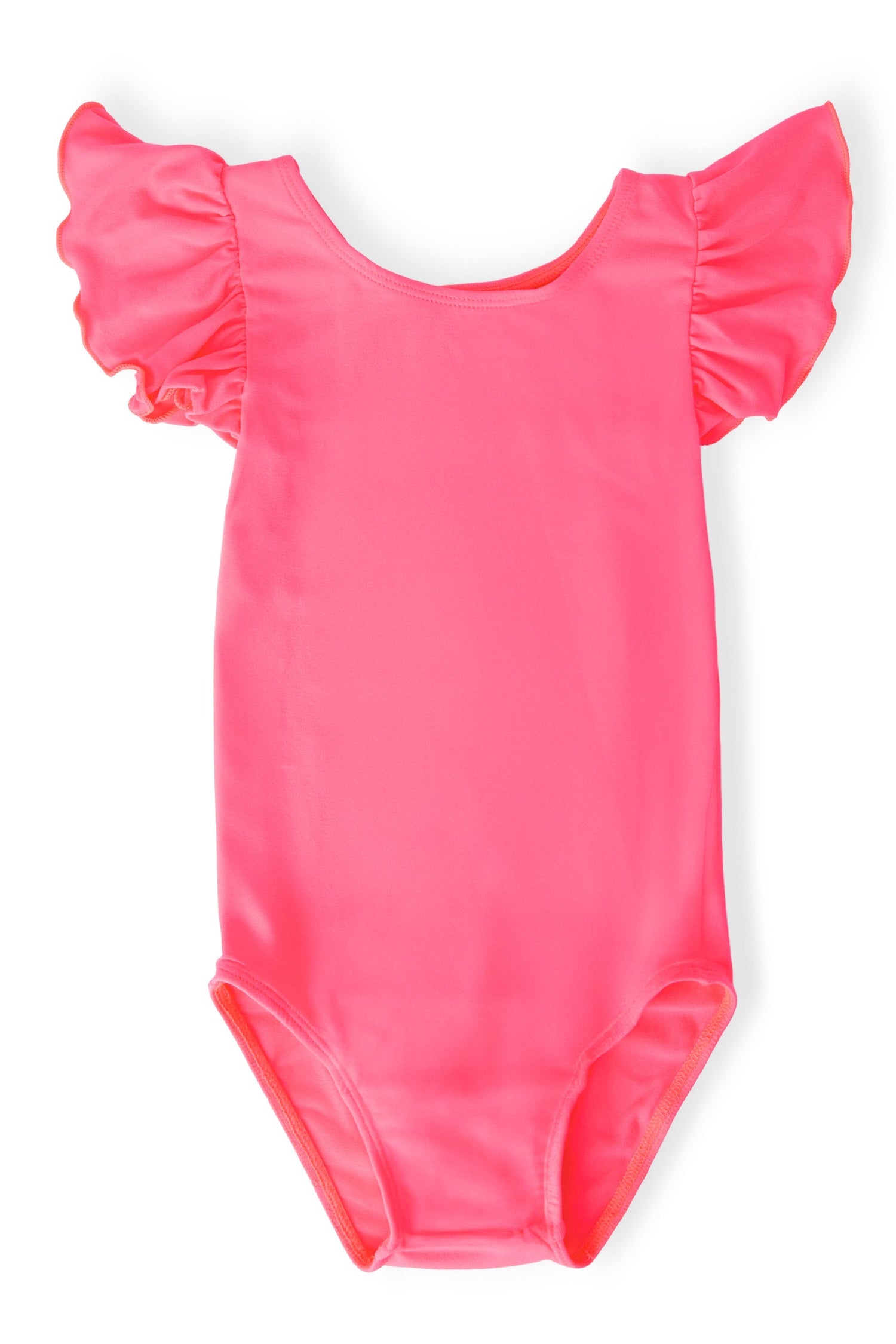 Mila & Rose ® Neon Pink S/S Flutter Sleeve Leotard - 