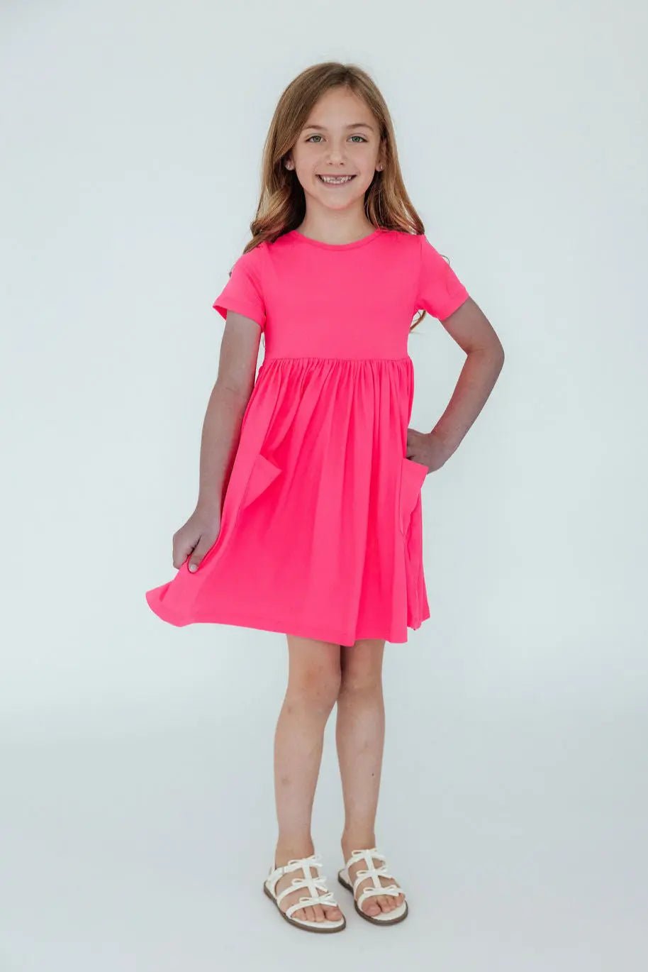 Mila & Rose ® Neon Pink S/S Pocket Twirl Dress - 