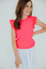 Mila & Rose ® Neon Pink S/S Ruffle Tee - 