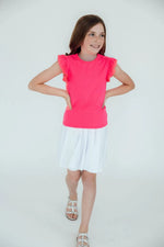 Mila & Rose ® Neon Pink S/S Ruffle Tee - 