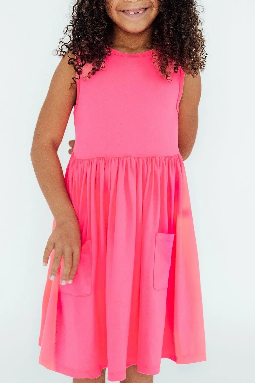 Neon Pink Tank Pocket Twirl Dress - Dress, Day Dress, Pink, One-piece garment, Child | Everetts Place