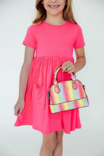 Mila & Rose ® Neon Rainbow Glitter Girl's Crossbody Purse - 