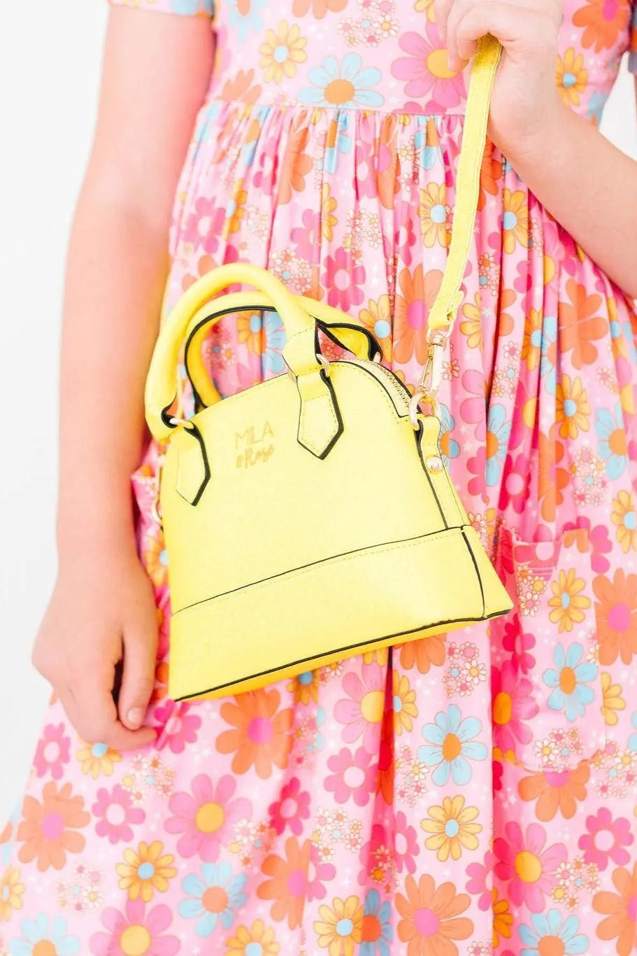 Mila & Rose ® Neon Yellow Glitter Girl's Crossbody Purse - 