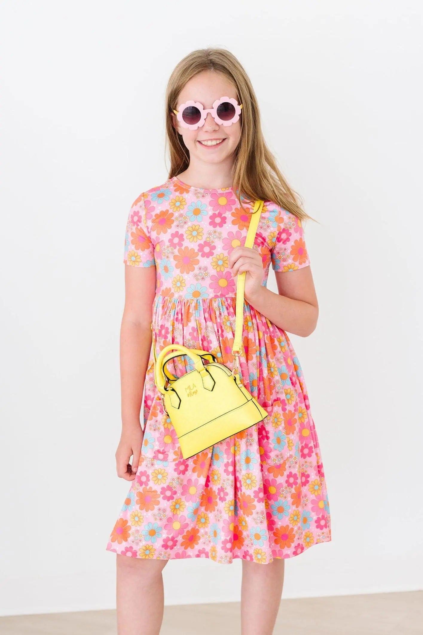 Mila & Rose ® Neon Yellow Glitter Girl's Crossbody Purse - 