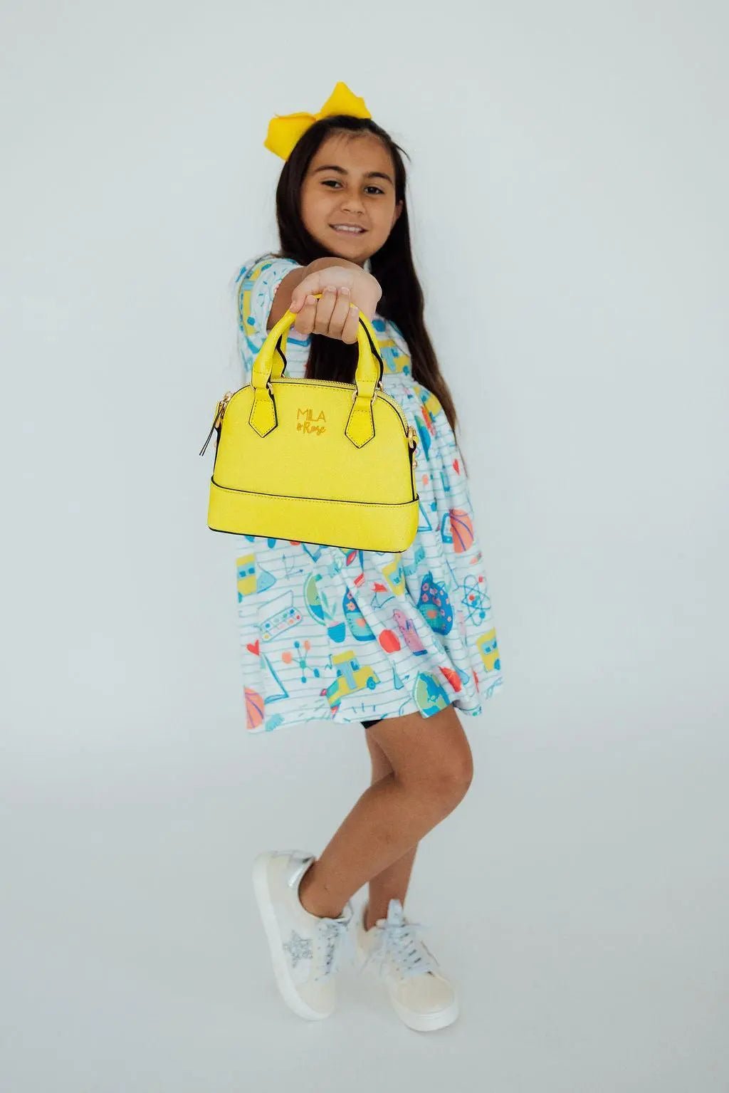 Mila & Rose ® Neon Yellow Glitter Girl's Crossbody Purse - 