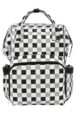 Texas Tushies Neutral Check Diaper Bag with Trendy Backpack Style for Busy Parents - 