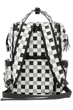 Texas Tushies Neutral Check Diaper Bag with Trendy Backpack Style for Busy Parents - 