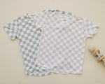 Little Joy Co. Neutral Checkered Bamboo Tee for Baby 3 to 6 Months - Everetts Place Boutique - 