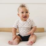 Little Joy Co. Neutral Checkered Bamboo Tee for Baby 3 to 6 Months - Everetts Place Boutique - 