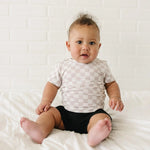 Little Joy Co. Neutral Checkered Bamboo Tee for Baby 3 to 6 Months - Everetts Place Boutique - 