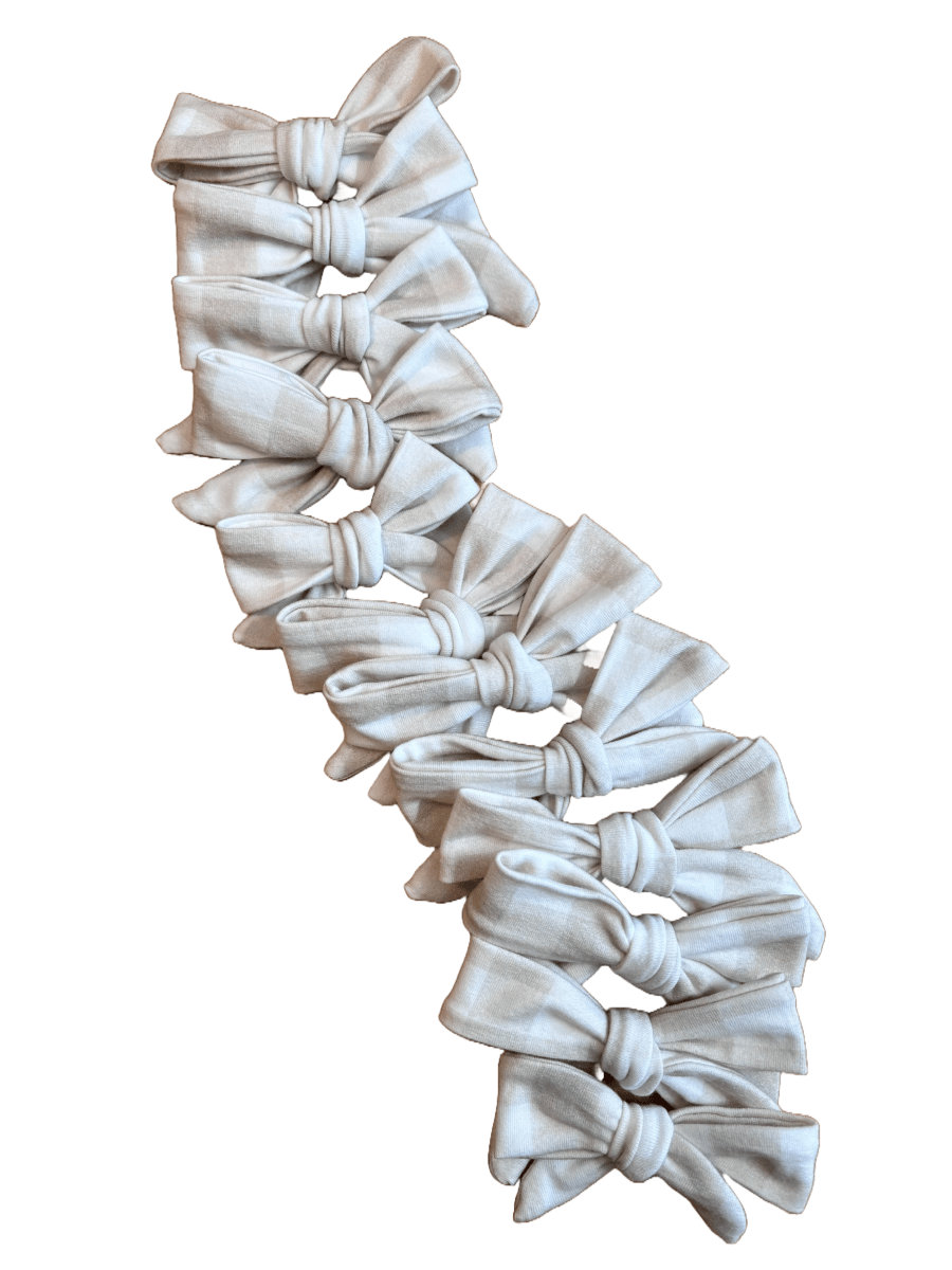 Little Mae & Co Neutral Checkered Bow Hair Accessory Newborn to Toddler - Everetts Place Boutique - 