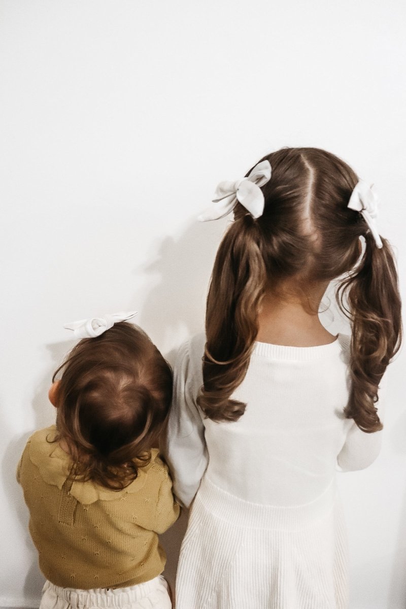 Little Mae & Co Neutral Checkered Bow Hair Accessory Newborn to Toddler - Everetts Place Boutique - 