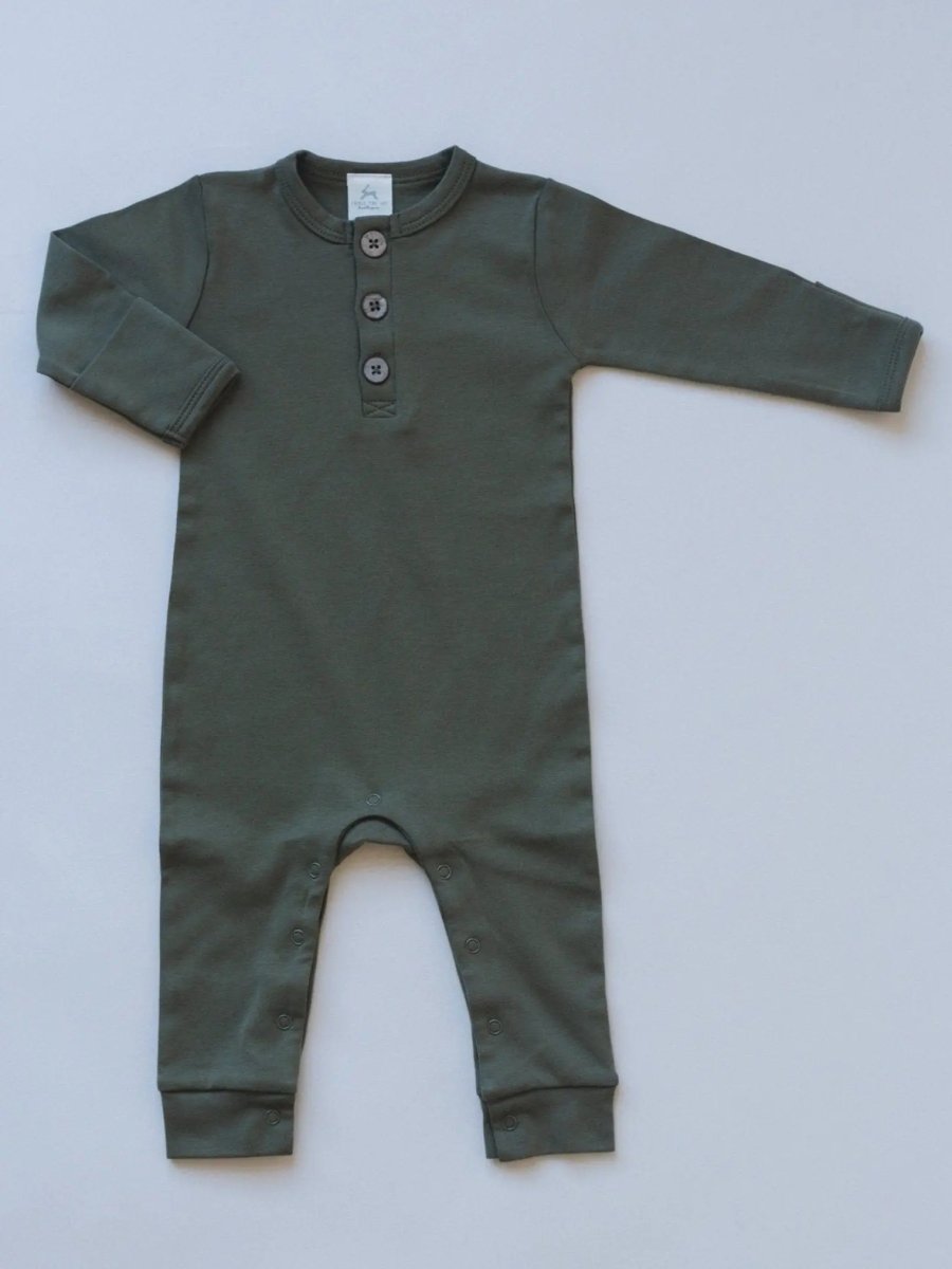 Little Joy Co. Neutral Organic Cotton Henley Romper For Babies Infant Wear - Everetts Place Boutique - 